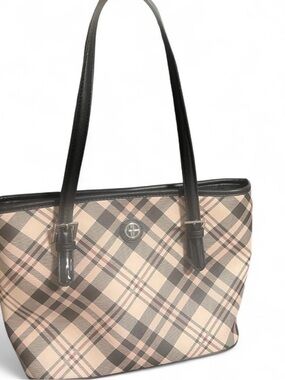 Gianni Bini Beige and Black Plaid Tote